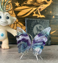 Load image into Gallery viewer, Rainbow fluorite butterfly stand-A
