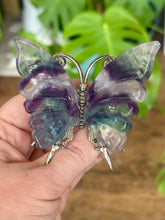Load image into Gallery viewer, Rainbow fluorite butterfly stand-A
