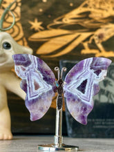 Load image into Gallery viewer, Chevron amethyst butterfly on stand -Free shipping
