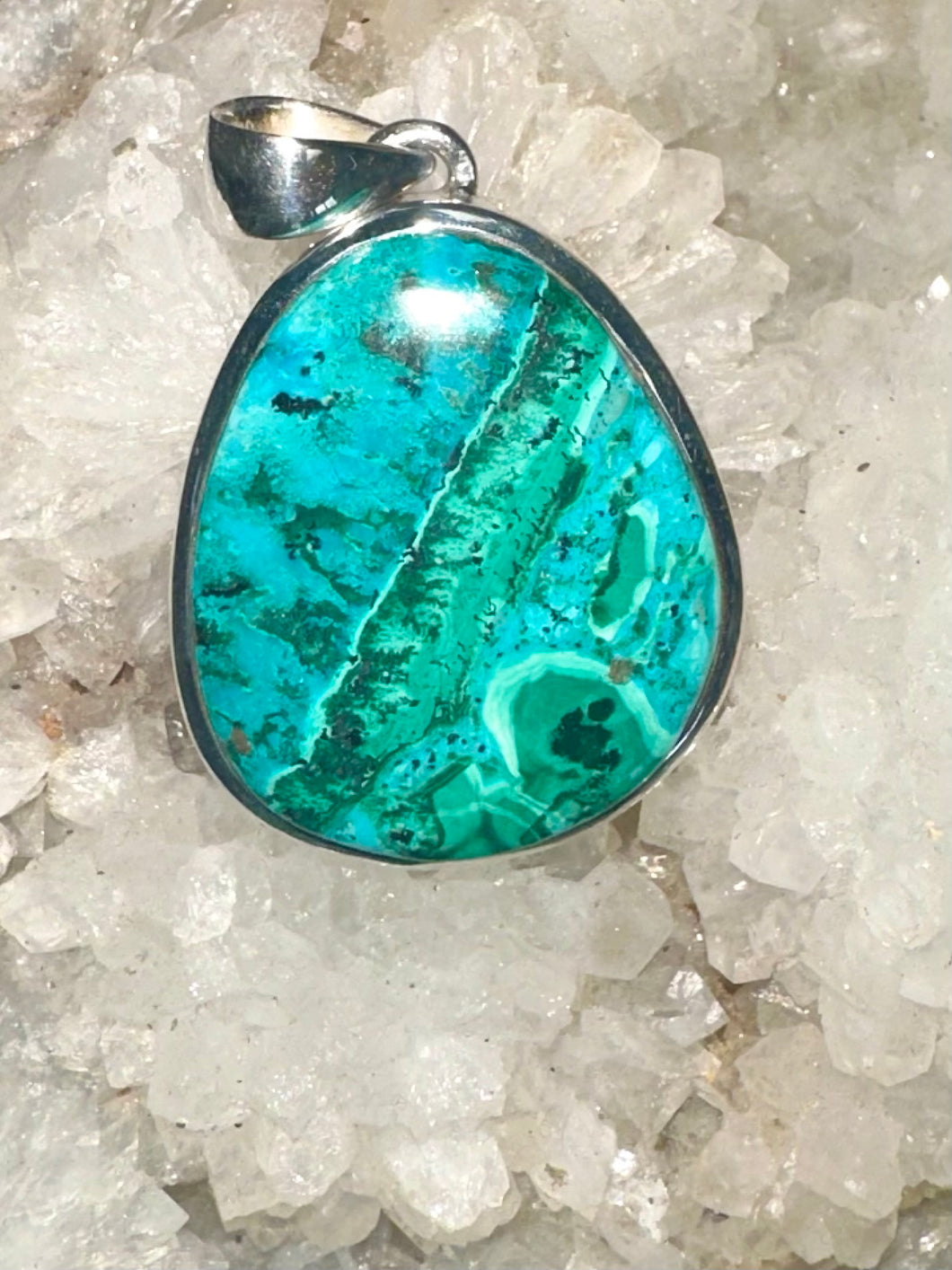 Malachite In chrysocolla handmade pendant