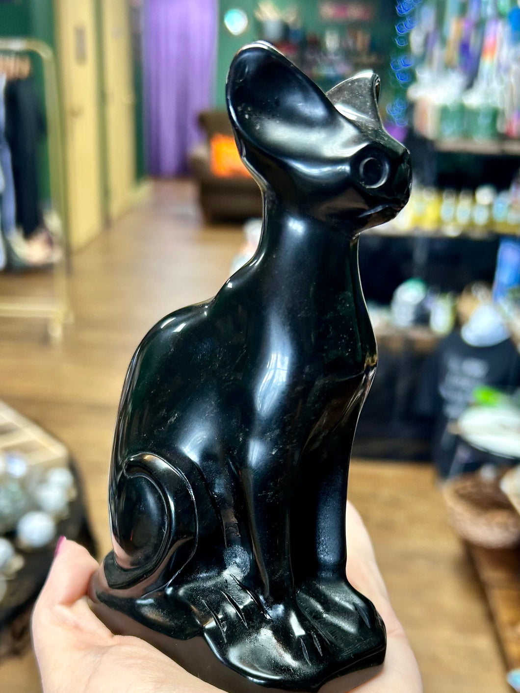 Black obsidian sphinx