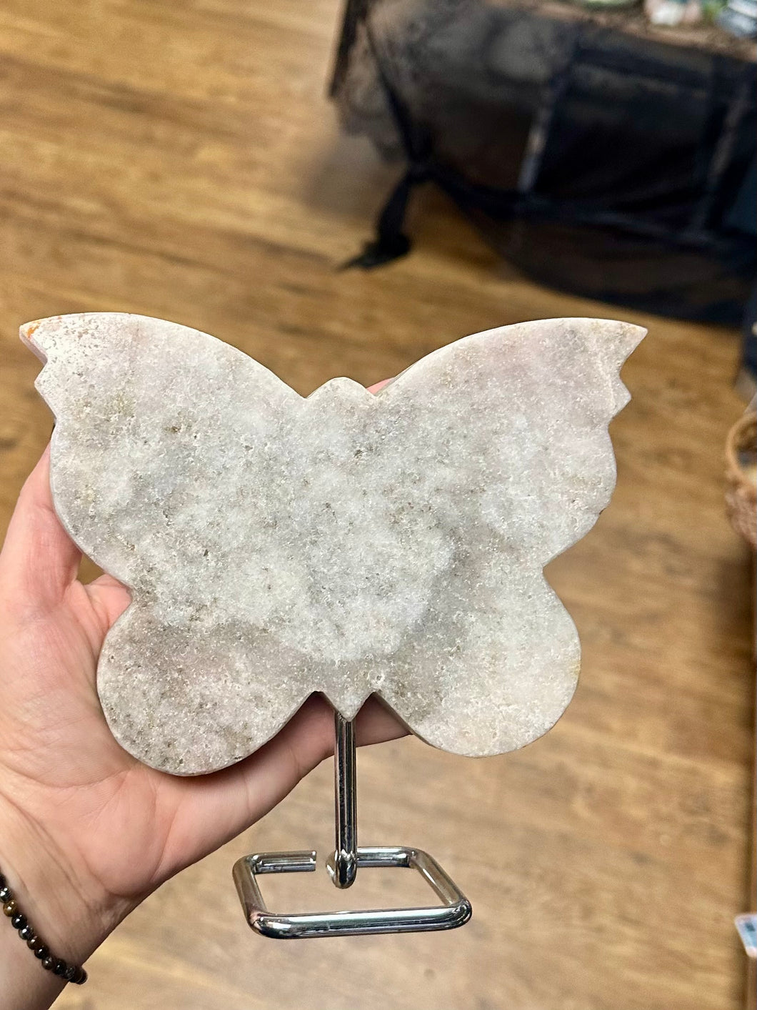 Large pink amethyst butterfly on stand ooak