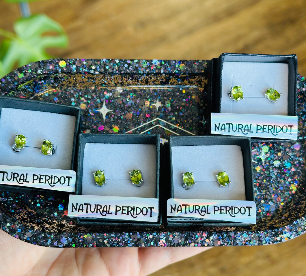 Peridot earrings sterling silver