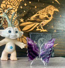 Load image into Gallery viewer, Rainbow fluorite butterfly stand-E
