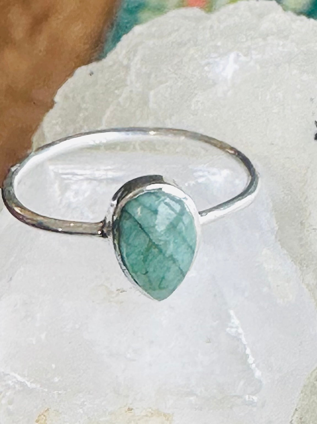 Genuine Emerald size 9 ring- handmade