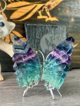 Load image into Gallery viewer, Rainbow fluorite butterfly stand-c
