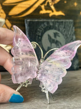 Load image into Gallery viewer, Rainbow fluorite butterfly stand-D
