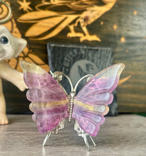 Load image into Gallery viewer, Rainbow fluorite butterfly stand-B
