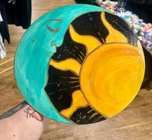 Load image into Gallery viewer, Hand painted sun Moon wood piece
