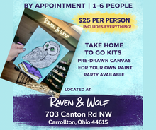 Load image into Gallery viewer, Book Mystical Owl painting session per person or to go kit pick up only
