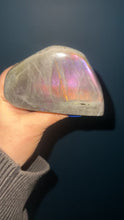 Load and play video in Gallery viewer, violet rose flash labradorite freeform soft, stormy gray edges-#3
