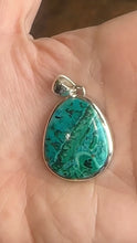 Load and play video in Gallery viewer, Malachite In chrysocolla handmade pendant
